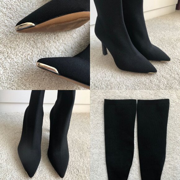 Like New - Aldo Crulla Over-The-Knee Boots In Black Stretch Knit Size 7 - Picture 4 of 16